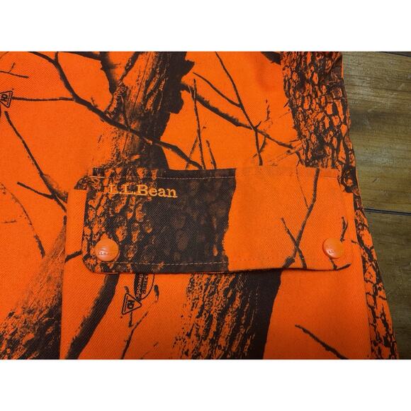 Vintage LL Bean Real Tree Men Vest Large R Orange Camo Hunt Pockets - Picture 5 of 13